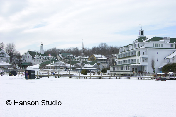 Meredith, NH - Downtown from the lake - winter